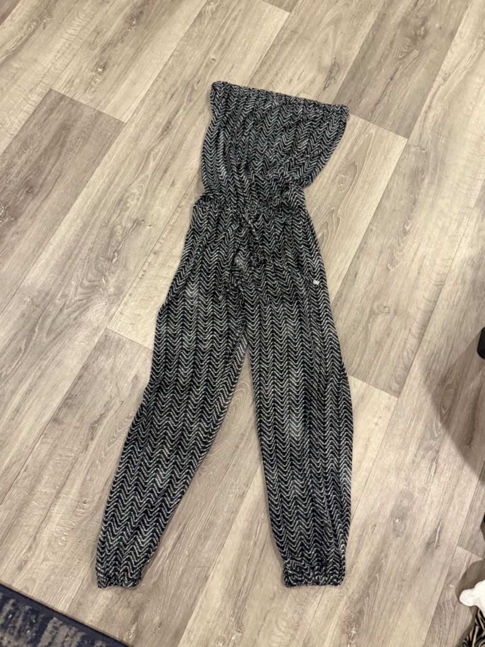 Elan Black & White Chevron strapless jumpsuit